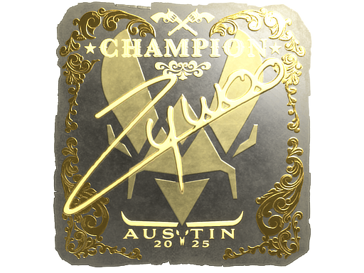 Sticker | ZywOo (Gold, Champion) | Austin 2025 — CS2 skin image, Extraordinary rarity