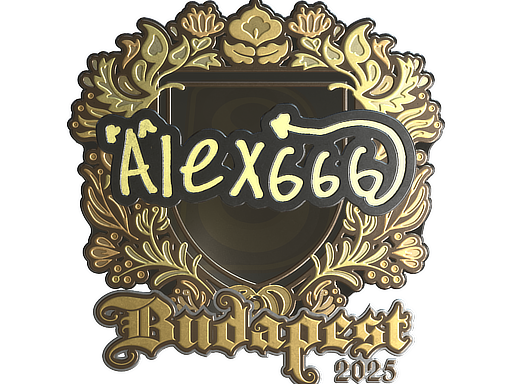 Sticker | alex666 (Gold) | Budapest 2025 — CS2 skin image, Extraordinary rarity