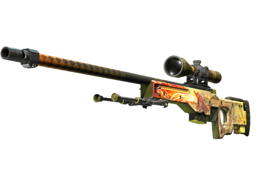 AWP | Dragon Lore (Well-Worn) — изображение скина CS2, редкость Covert