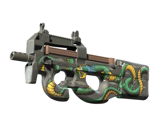 P90 | Emerald Dragon (Well-Worn) — изображение скина CS2, редкость Classified