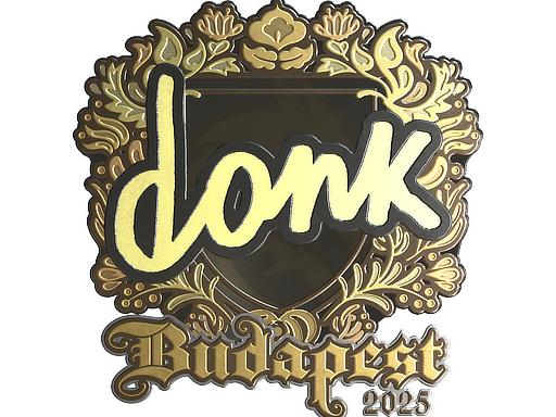 Sticker | donk (Gold) | Budapest 2025 — CS2 skin image, Extraordinary rarity