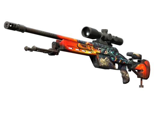 SSG 08 | Dragonfire (Well-Worn) — изображение скина CS2, редкость Covert