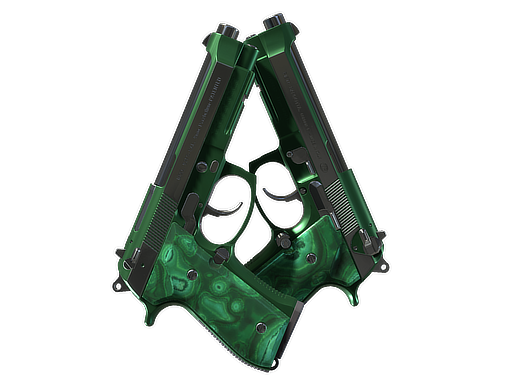 Dual Berettas | Polished Malachite (Minimal Wear) — изображение скина CS2, редкость Industrial Grade