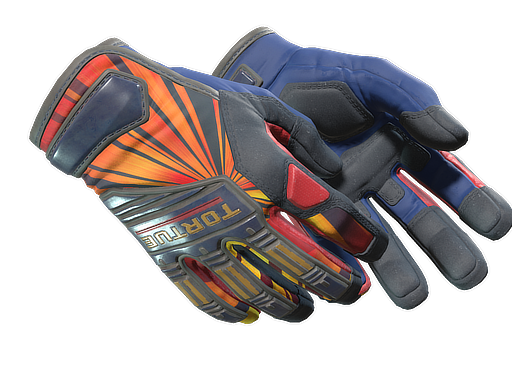 ★ Specialist Gloves | Sunburst (Battle-Scarred) — изображение скина CS2, редкость Extraordinary