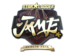 Sticker | Jame (Gold) | Berlin 2019 — CS2 skin image, Extraordinary rarity