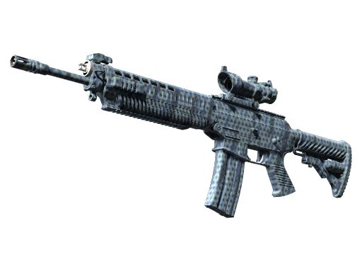 SG 553 | Waves Perforated (Well-Worn) — изображение скина CS2, редкость Consumer Grade