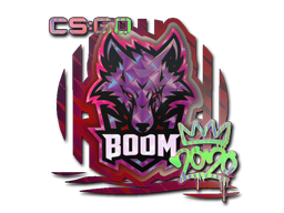 Sticker | Boom (Holo) | 2020 RMR — CS2 skin image, Remarkable rarity
